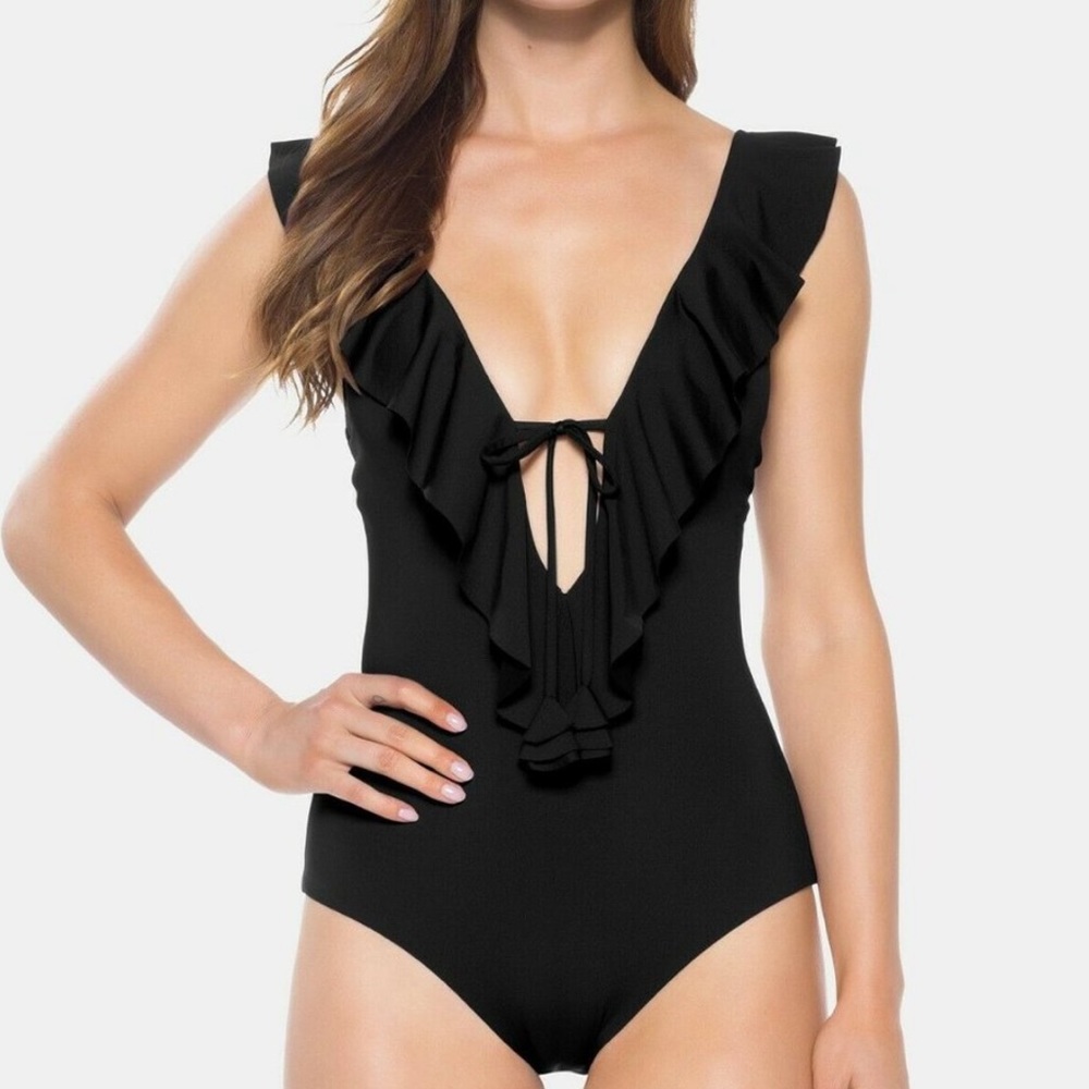 BECCA ruffle one piece swim